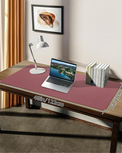 Leather Desk Pad Protector, Large Desk Mat, Mouse Pad, Non - Slip PU Leather Desk Blotter,Desk Cover mat,Desk mat for Keyboard and Mouse,Mat for Office&Home (Rose Purple, 48" x 17") | Desk Pads Blotters - TrueDesk
