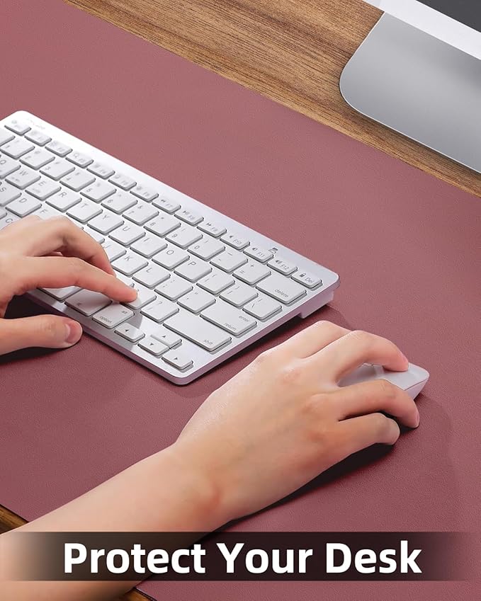 Leather Desk Pad Protector, Large Desk Mat, Mouse Pad, Non - Slip PU Leather Desk Blotter,Desk Cover mat,Desk mat for Keyboard and Mouse,Mat for Office&Home (Rose Purple, 48" x 17") | Desk Pads Blotters - TrueDesk