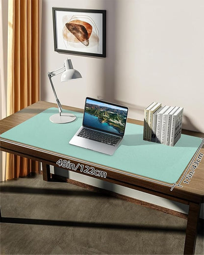 Leather Desk Pad Protector, Large Desk Mat, Mouse Pad, Non - Slip PU Leather Desk Blotter,Desk Cover mat,Desk mat for Keyboard and Mouse,Mat for Office&Home (Turquiose, 48" x 17") | Desk Pads Blotters - TrueDesk