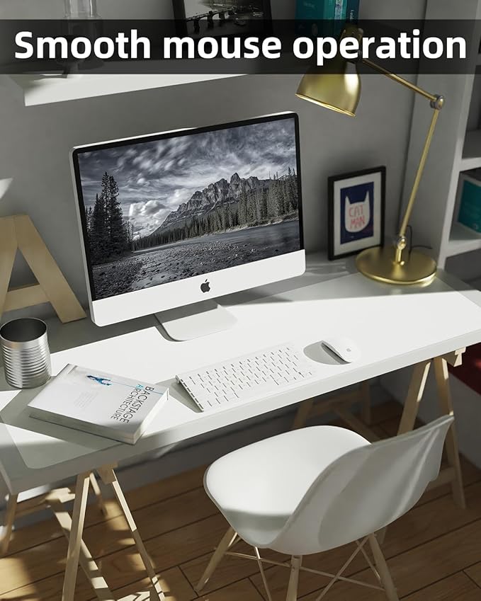Leather Desk Pad Protector, Large Desk Mat, Mouse Pad, Non - Slip PU Leather Desk Blotter,Desk Cover mat,Desk mat for Keyboard and Mouse,Mat for Office&Home (White, 48" x 17") | Desk Pads Blotters - TrueDesk