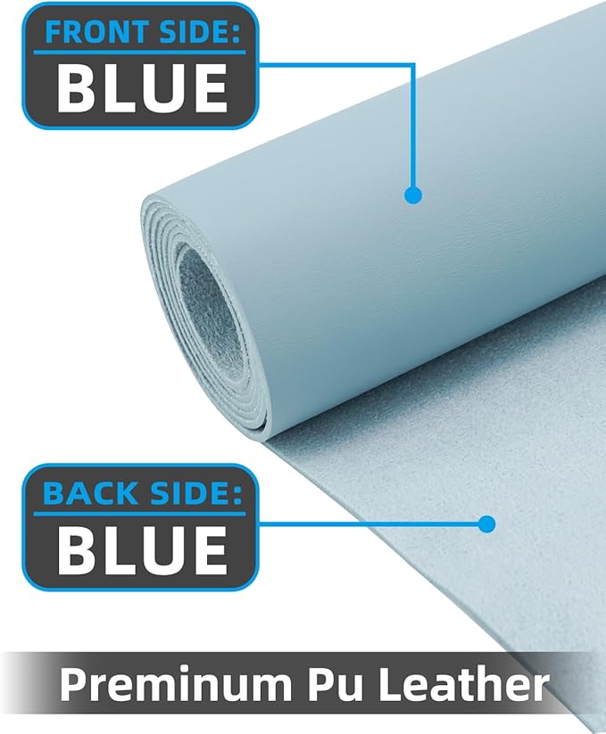 Leather Desk Pad Protector, Large Mat, Mouse Pad & Keyboard Cover - Non - Slip PU Leather Blotter - Office & Home (Light Blue, 48" x 17") | Desk Pads Blotters - TrueDesk