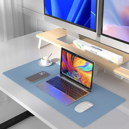Leather Desk Pad Protector, Mouse Pad, Non - Slip Computer Mat for Desk, PU Leather Desk Mat for Home & Office, Waterproof Laptop Desk Blotter Pad for Keyboard and Mouse, Denim Blue (15.7''X31.5'') | Desk Pads Blotters - TrueDesk