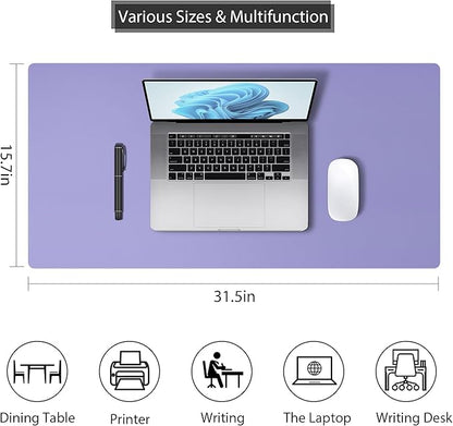 Leather Desk Pad Protector, Mouse Pad, Non - Slip Computer Mat for Desk, PU Leather Office Desk Mat for Home & Office, Waterproof Laptop Desk Blotter for Keyboard and Mouse, Taro Purple (15.7''X31.5'') | Desk Pads Blotters - TrueDesk