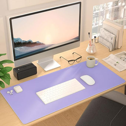 Leather Desk Pad Protector, Mouse Pad, Non - Slip Computer Mat for Desk, PU Leather Office Desk Mat for Home & Office, Waterproof Laptop Desk Blotter for Keyboard and Mouse, Taro Purple (13.7''X23.6'') | Desk Pads Blotters - TrueDesk