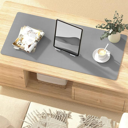 Leather Desk Pad Protector, Mouse Pad, Non - Slip Computer Mat for Desk, PU Leather Office Desk Mat for Home & Office, Waterproof Laptop Desk Blotter for Keyboard and Mouse, Grey (15.7''X31.5'') | Desk Pads Blotters - TrueDesk