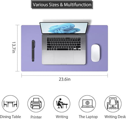Leather Desk Pad Protector, Mouse Pad, Non - Slip Computer Mat for Desk, PU Leather Office Desk Mat for Home & Office, Waterproof Laptop Desk Blotter for Keyboard and Mouse, Taro Purple (13.7''X23.6'') | Desk Pads Blotters - TrueDesk