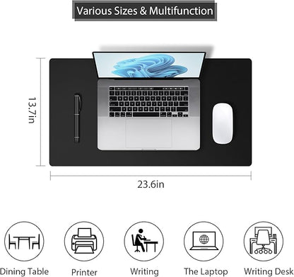 Leather Desk Pad Protector, Mouse Pad, Non - Slip Computer Mat for Desk, PU Leather Office Desk Mat for Home Office, Waterproof Laptop Desk Blotter Pad for Keyboard and Mouse, Black (13.7''X23.6'') | Desk Pads Blotters - TrueDesk