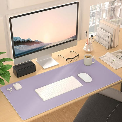 Leather Desk Pad Protector, Mouse Pad, Non - slip Computer Mat, PU Leather Office Mat for Home & Office, Waterproof Laptop Desk Blotter for Keyboard and Mouse, Violet Tulip (13.7''X23.6'') | Desk Pads Blotters - TrueDesk