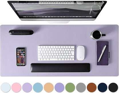 Leather Desk Pad Protector, Mouse Pad, Non - slip Computer Mat, PU Leather Office Mat for Home & Office, Waterproof Laptop Desk Blotter for Keyboard and Mouse, Violet Tulip (13.7''X23.6'') | Desk Pads Blotters - TrueDesk