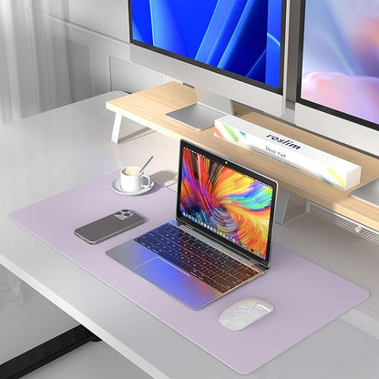 Leather Desk Pad Protector, Mouse Pad, Non - slip Computer Mat, PU Leather Office Mat for Home & Office, Waterproof Laptop Desk Blotter for Keyboard and Mouse, Violet Tulip (13.7''X23.6'') | Desk Pads Blotters - TrueDesk