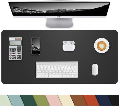 Leather Desk Pad Protector, Mouse pad,Office Desk mat,Computer and Laptop Mat, Non - Slip PU Leather Desk Blotter, Desktop Protector and Cover for Keyboard and Mouse(35.4"x17"Black) | Desk Pads Blotters - TrueDesk