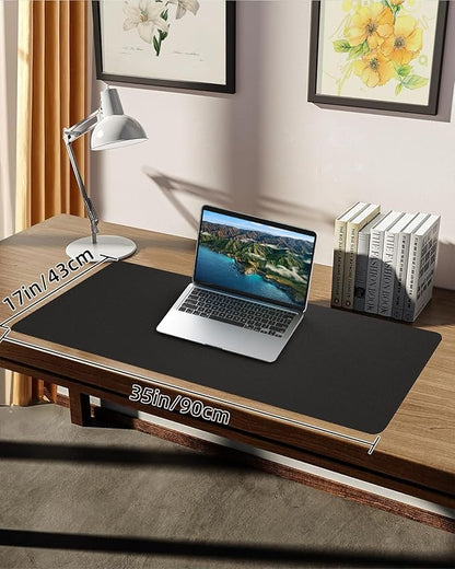 Leather Desk Pad Protector, Mouse pad,Office Desk mat,Computer and Laptop Mat, Non - Slip PU Leather Desk Blotter, Desktop Protector and Cover for Keyboard and Mouse(35.4"x17"Black) | Desk Pads Blotters - TrueDesk