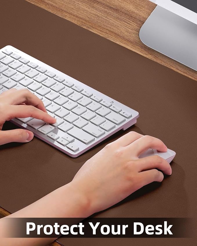 Leather Desk Pad Protector - Non - Slip PU Laptop Mat for Office/Home - Waterproof Writing Pad (31.5"x15.7", Brown) | Desk Pads Blotters - TrueDesk