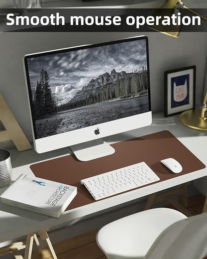 Leather Desk Pad Protector - Non - Slip PU Laptop Mat for Office/Home - Waterproof Writing Pad (31.5"x15.7", Brown) | Desk Pads Blotters - TrueDesk