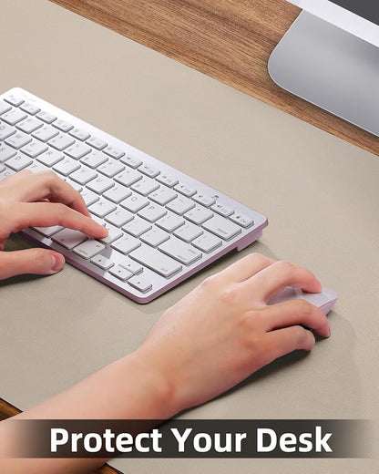Leather Desk Pad Protector, Office Desk Mat, Large Mouse Pad, Non - Slip Desk Blotter, Laptop Desk Pad, Computer pad,Waterproof Desk Accessories for Office and Home(Beige, 48" x 17") | Desk Pads Blotters - TrueDesk