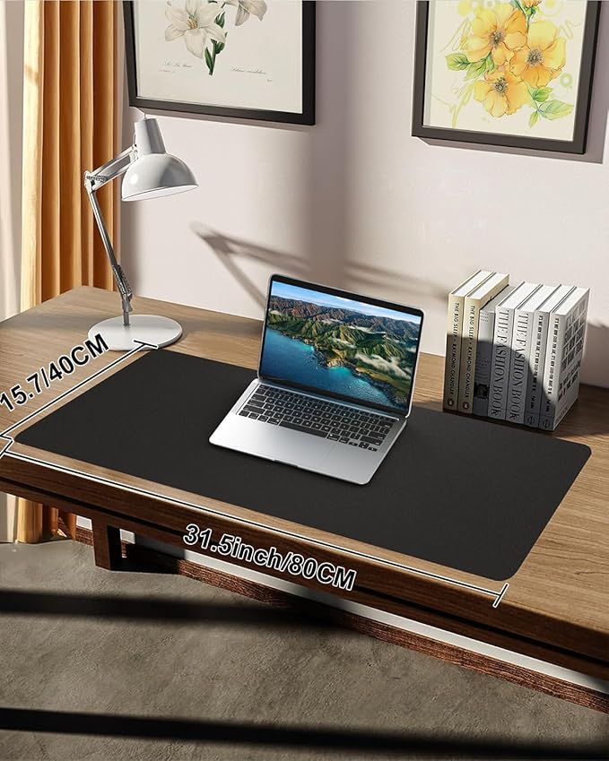 Leather Desk Pad Protector, Small Desk Mat,Office Desk mat,Computer and Laptop Mat, Non - Slip PU Leather Desk Blotter, Desktop Protector and Cover for Keyboard and Mouse(31.5"x15.7",Black) | Desk Pads Blotters - TrueDesk