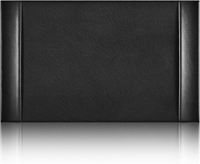 Leather Desk Pad Protector with Side Rails, Executive Office Desk Mat for Home Workspace, Writing Surface, Mouse & Keyboard Pad, Elegant Gift for Men Dad Husband(Black,30 x 18 Inch) | Desk Pads Blotters - TrueDesk