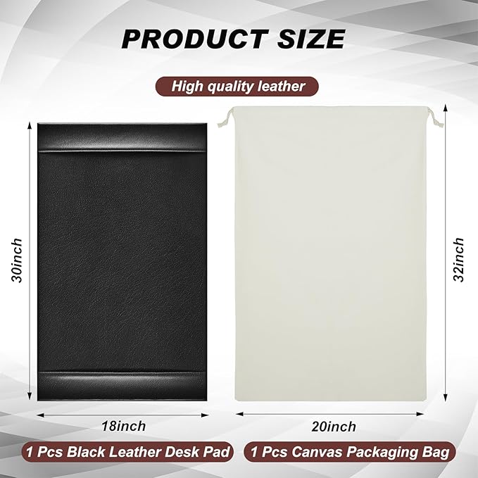 Leather Desk Pad Protector with Side Rails, Executive Office Desk Mat for Home Workspace, Writing Surface, Mouse & Keyboard Pad, Elegant Gift for Men Dad Husband(Black,30 x 18 Inch) | Desk Pads Blotters - TrueDesk