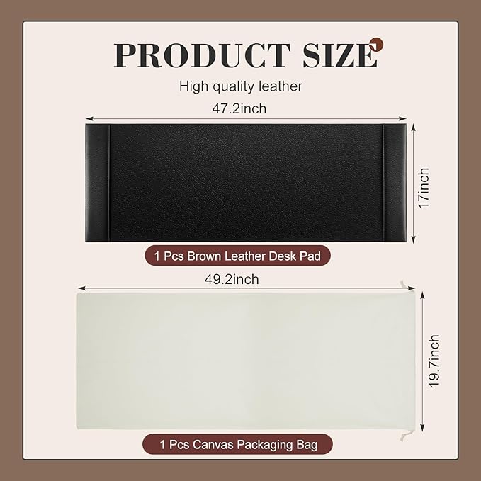 Leather Desk Pad Protector with Side Rails, Executive Office Desk Mat for Home Workspace, Writing Surface, Mouse & Keyboard Pad, Elegant Gift for Men Dad Husband(Black,47.2 x 17 Inch) | Desk Pads Blotters - TrueDesk