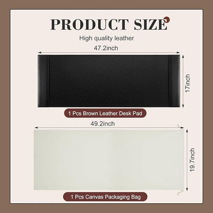 Leather Desk Pad Protector with Side Rails, Executive Office Desk Mat for Home Workspace, Writing Surface, Mouse & Keyboard Pad, Elegant Gift for Men Dad Husband(Black,47.2 x 17 Inch) | Desk Pads Blotters - TrueDesk
