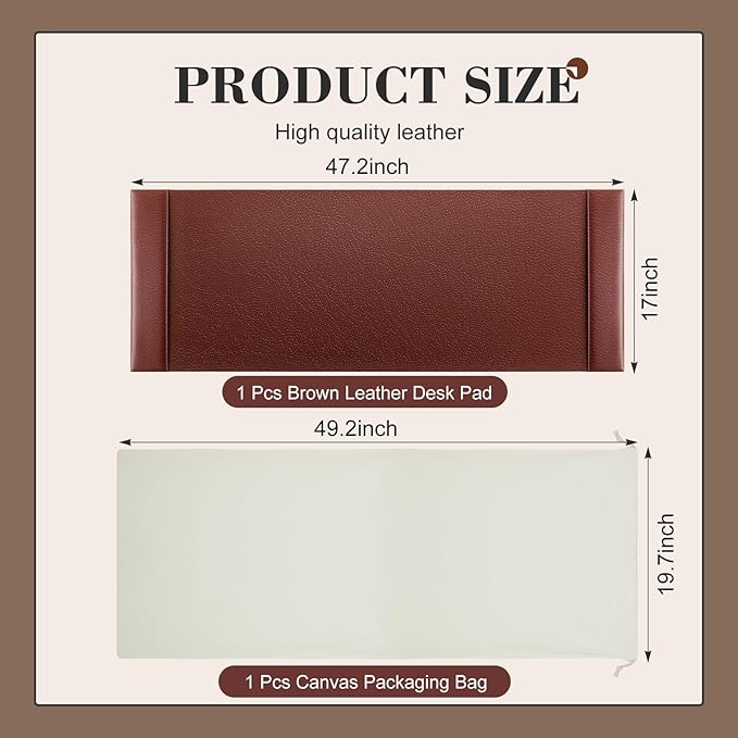 Leather Desk Pad Protector with Side Rails, Executive Office Desk Mat for Home Workspace, Writing Surface, Mouse & Keyboard Pad, Elegant Gift for Men Dad Husband(Brown,47.2 x 17 Inch) | Desk Pads Blotters - TrueDesk