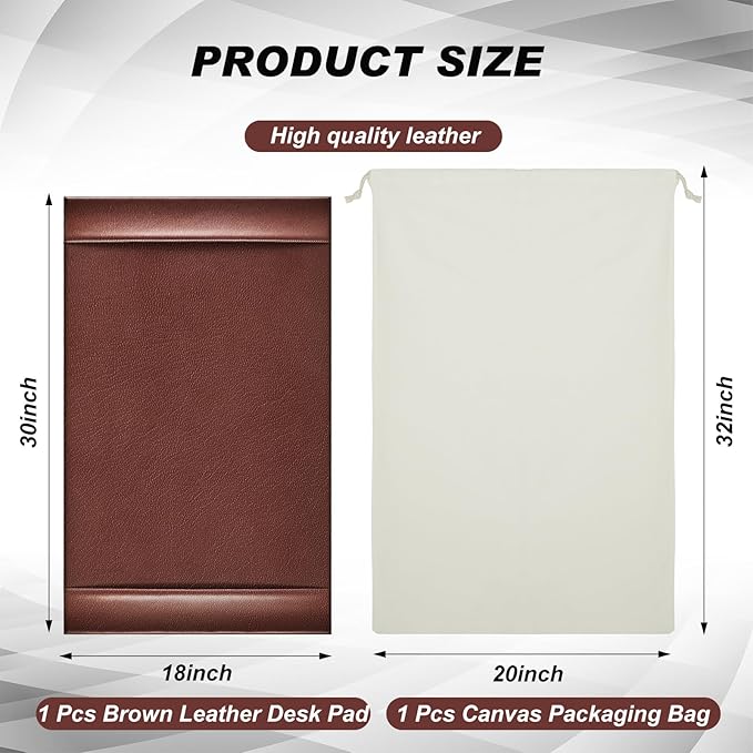 Leather Desk Pad Protector with Side Rails, Executive Office Desk Mat for Home Workspace, Writing Surface, Mouse & Keyboard Pad, Elegant Gift for Men Dad Husband(Brown,30 x 18 Inch) | Desk Pads Blotters - TrueDesk