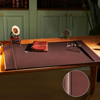 Leather Desk Pad Protector with Side Rails, Executive Office Desk Mat for Home Workspace, Writing Surface, Mouse & Keyboard Pad, Elegant Gift for Men Dad Husband(Brown,30 x 18 Inch) | Desk Pads Blotters - TrueDesk