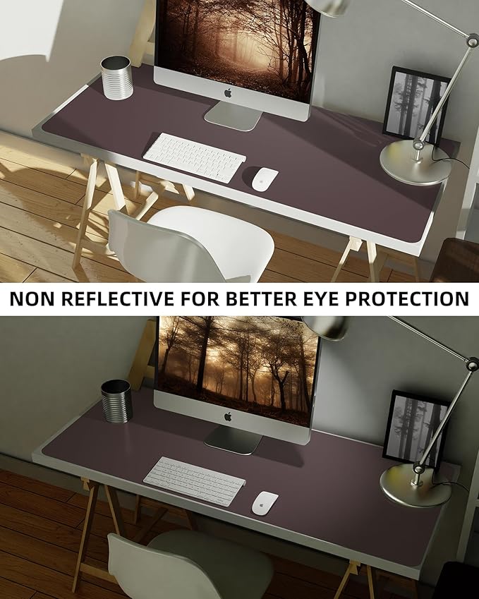 Leather Desk Pad Protector,48" x 23"Large Desk mat,Office Desk Mat, Non - Slip PU Leather Desk Blotter,Mouse pad,Waterproof Keyboard mat for Office/Home/Decor (Coffee) | Desk Pads Blotters - TrueDesk