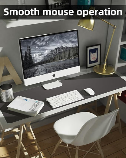 Leather Desk Pad Protector,48"x 17"Desk Mat Large, Mouse Pad, Non - Slip PU Leather Desk Blotter,Waterproof Desk Pad for Office/Home(Dark Grey) | Desk Pads Blotters - TrueDesk