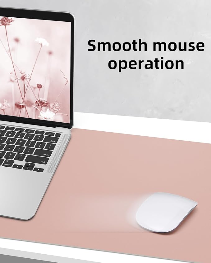 Leather Desk pad Protector,Large Desk mat,Mouse pad,Non - Slip Desk pad,Office Desk Mat,Waterproof Desk boltter, Keyboard mat for Office/Home/Décor (48in*17in, Pink) | Desk Pads Blotters - TrueDesk