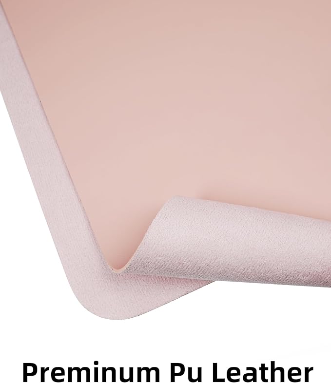 Leather Desk pad Protector,Large Desk mat,Mouse pad,Non - Slip Desk pad,Office Desk Mat,Waterproof Desk boltter, Keyboard mat for Office/Home/Décor (48in*17in, Pink) | Desk Pads Blotters - TrueDesk