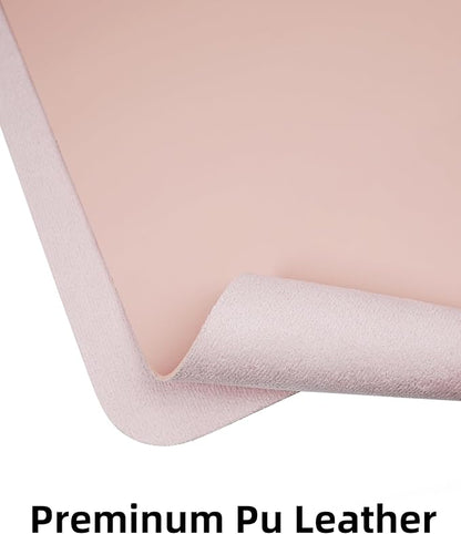 Leather Desk pad Protector,Large Desk mat,Mouse pad,Non - Slip Desk pad,Office Desk Mat,Waterproof Desk boltter, Keyboard mat for Office/Home/Décor (48in*17in, Pink) | Desk Pads Blotters - TrueDesk