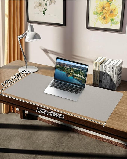 Leather Desk Pad Protector,Large Mouse pad,Office Desk mat,Laptop Mat for Desk, Non - Slip PU Leather Desk Blotter,Waterproof Desk Writing Pad for Office/Home(35"x17",Light Grey) | Desk Pads Blotters - TrueDesk