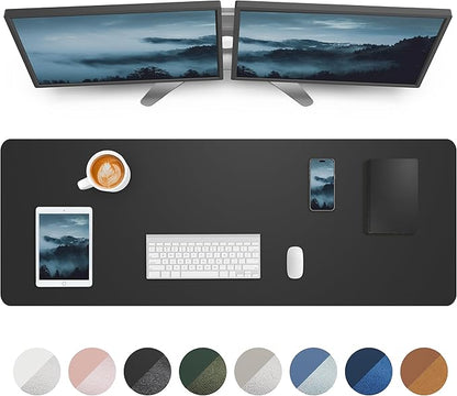 Leather Desk Pad Protector,Mouse Pad,Office Desk Mat, Non - Slip PU Leather Desk Blotter,Large Desk mat,Waterproof Keyboard mat for Office/Home/Decor (Black,48" x 24") | Desk Pads Blotters - TrueDesk