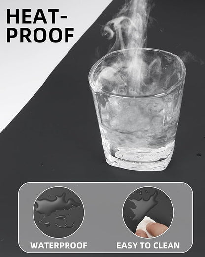 Leather Desk Pad Protector,Mouse Pad,Office Desk Mat, Non - Slip PU Leather Desk Blotter,Large Desk mat,Waterproof Keyboard mat for Office/Home/Decor (Black,48" x 24") | Desk Pads Blotters - TrueDesk