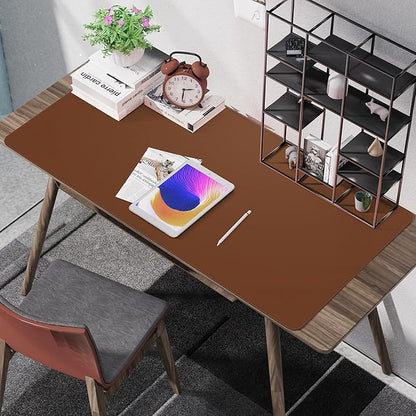 Leather Desk Pad Protector,Mouse Pad,Office Desk Mat, Non - Slip PU Leather Desk Blotter,Large Desk mat,Waterproof Keyboard mat for Office/Home/Decor (Brown,48" x 24") | Desk Pads Blotters - TrueDesk