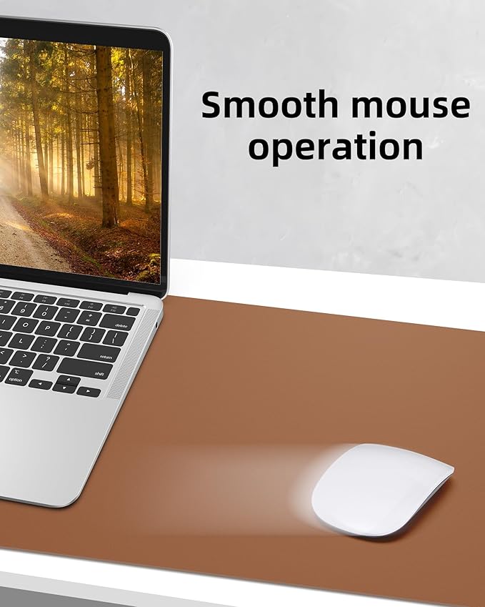 Leather Desk Pad Protector,Mouse Pad,Office Desk Mat, Non - Slip PU Leather Desk Blotter,Large Desk mat,Waterproof Keyboard mat for Office/Home/Decor (Brown,48" x 24") | Desk Pads Blotters - TrueDesk