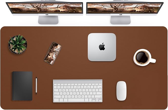 Leather Desk Pad Protector,Mouse Pad,Office Desk Mat, Non - Slip PU Leather Desk Blotter,Large Desk mat,Waterproof Keyboard mat for Office/Home/Decor (Brown,48" x 24") | Desk Pads Blotters - TrueDesk