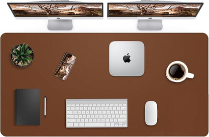 Leather Desk Pad Protector,Mouse Pad,Office Desk Mat, Non - Slip PU Leather Desk Blotter,Large Desk mat,Waterproof Keyboard mat for Office/Home/Decor (Brown,48" x 24") | Desk Pads Blotters - TrueDesk