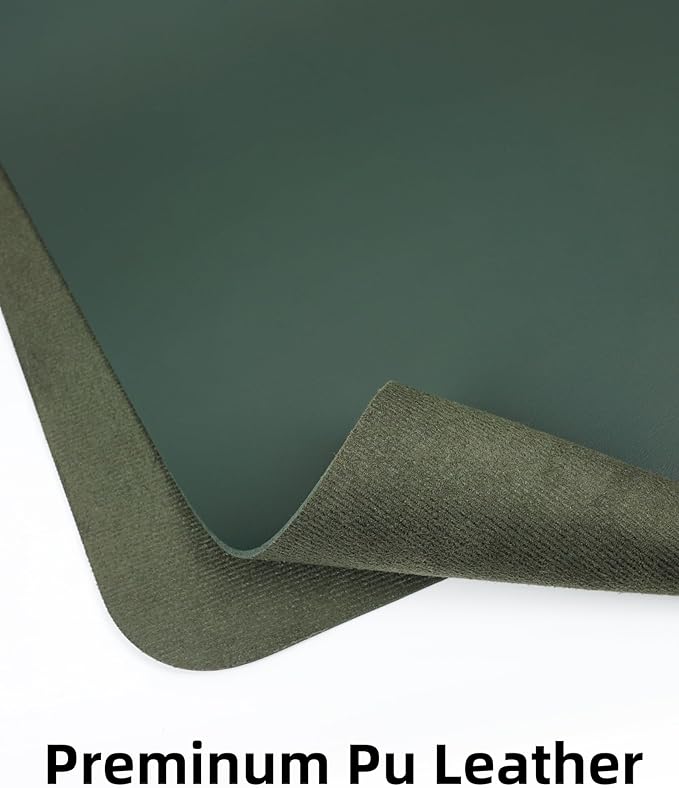 Leather Desk Pad Protector,Mouse Pad,Office Desk Mat, Non - Slip PU Leather Desk Blotter,Large Desk mat,Waterproof Keyboard mat for Office/Home/Decor (Dark Green,48" x 24") | Desk Pads Blotters - TrueDesk