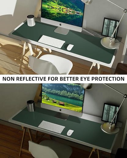 Leather Desk Pad Protector,Mouse Pad,Office Desk Mat, Non - Slip PU Leather Desk Blotter,Large Desk mat,Waterproof Keyboard mat for Office/Home/Decor (Dark Green,48" x 24") | Desk Pads Blotters - TrueDesk