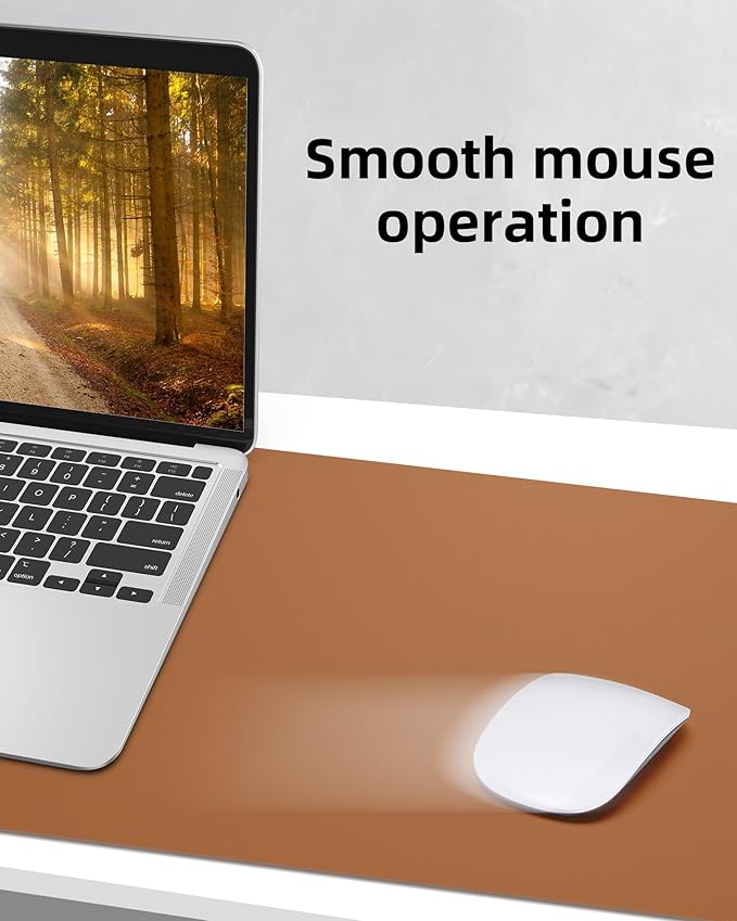 Leather Desk Pad Protector,Mouse Pad,Office Desk Mat, Non - Slip PU Leather Desk Blotter,Large Desk mat,Waterproof Keyboard mat for Office/Home/Decor (Light Brown,55" x 17") | Desk Pads Blotters - TrueDesk