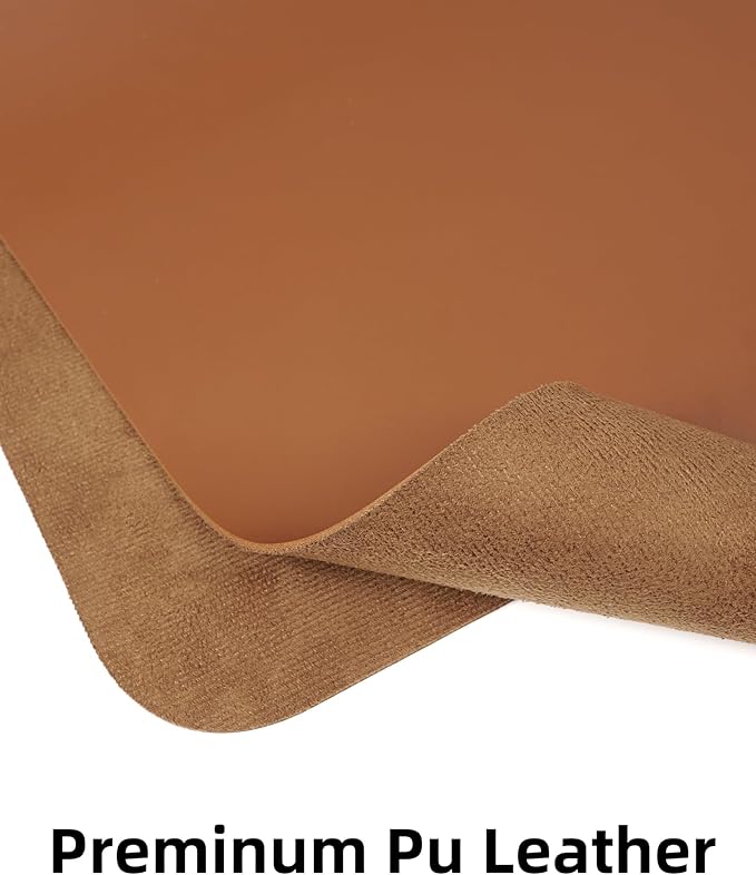 Leather Desk Pad Protector,Mouse Pad,Office Desk Mat, Non - Slip PU Leather Desk Blotter,Large Desk mat,Waterproof Keyboard mat for Office/Home/Decor (Light Brown,55" x 17") | Desk Pads Blotters - TrueDesk