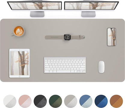 Leather Desk Pad Protector,Mouse Pad,Office Desk Mat, Non - Slip PU Leather Desk Blotter,Large Desk mat,Waterproof Keyboard mat for Office/Home/Decor (Light Grey,48" x 24") | Desk Pads Blotters - TrueDesk