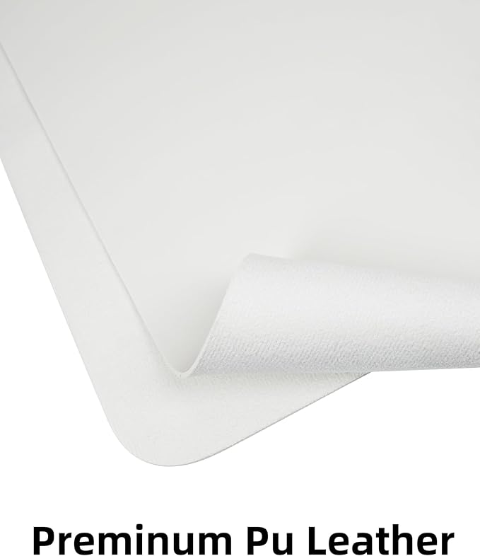 Leather Desk Pad Protector,Mouse Pad,Office Desk Mat, Non - Slip PU Leather Desk Blotter,Large Desk mat,Waterproof Keyboard mat for Office/Home/Decor (White,48" x 17") | Desk Pads Blotters - TrueDesk