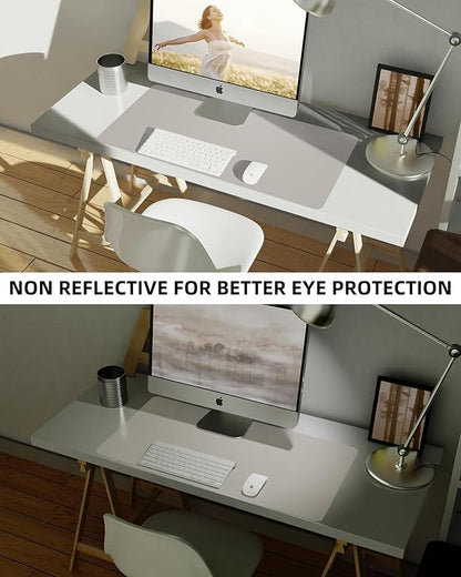 Leather Desk Pad Protector,Mouse Pad,Office Desk Mat, Non - SlipPU Leather Desk Blotter,Desk matt for Desktop,Waterproof Keyboard mat for Office/Home/Decor (Light Grye,31.5" x 15.7” | Desk Pads Blotters - TrueDesk