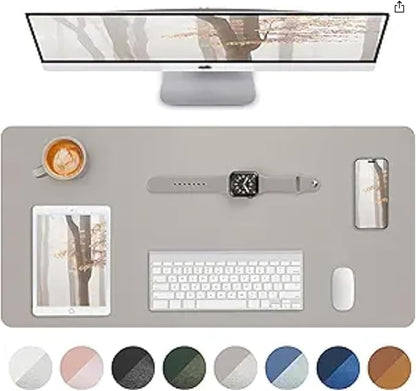Leather Desk Pad Protector,Mouse Pad,Office Desk Mat, Non - SlipPU Leather Desk Blotter,Desk matt for Desktop,Waterproof Keyboard mat for Office/Home/Decor (Light Grye,31.5" x 15.7” | Desk Pads Blotters - TrueDesk