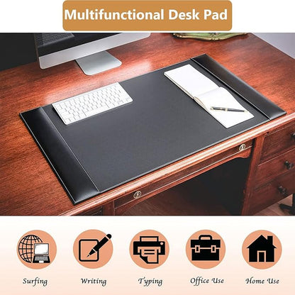 Leather Desk Pad with Side Rails, Paper Holder and Desk Protector,Ideal Ideal for Writing, organizing, and safeguarding desks at Home or Office in Style | Desk Pads Blotters - TrueDesk
