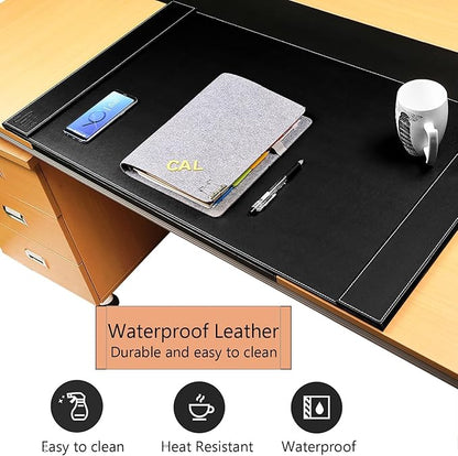 Leather Desk Pad with Side Rails, Paper Holder and Desk Protector,Ideal Ideal for Writing, organizing, and safeguarding desks at Home or Office in Style | Desk Pads Blotters - TrueDesk