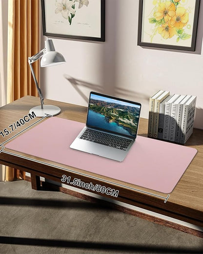 Leather Desk Protector, Non - Slip PU Laptop Mat for Office/Home - Waterproof Writing Pad (31.5"x15.7", Rose Pink) | Desk Pads Blotters - TrueDesk